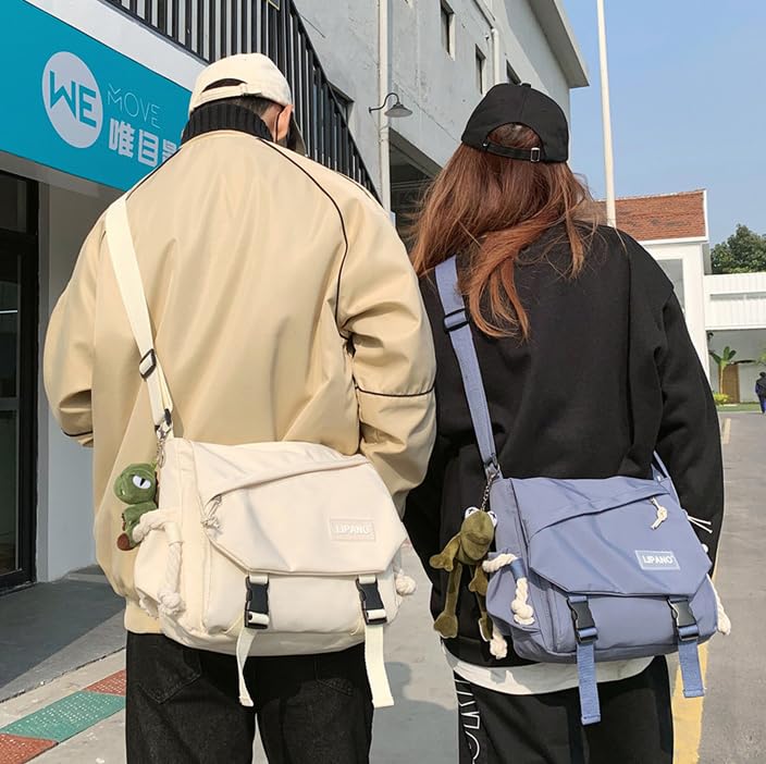 INSHERE Aesthetic Crossbody Bag  15.6 Inch Laptop Messenger Bag For Women  Cute Shoulder Bag With Cute Pins And Ornament Blue - Image 3