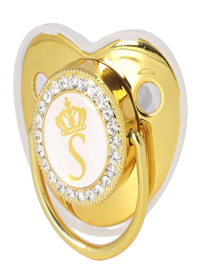 GLOGLOW Baby Pacifier and Clips, Blight 26 Letters Golden Pacifier for Newborn Boys Girls 6-18 Months Durable BPA Free Silicone with Detachable Clip - Image 1