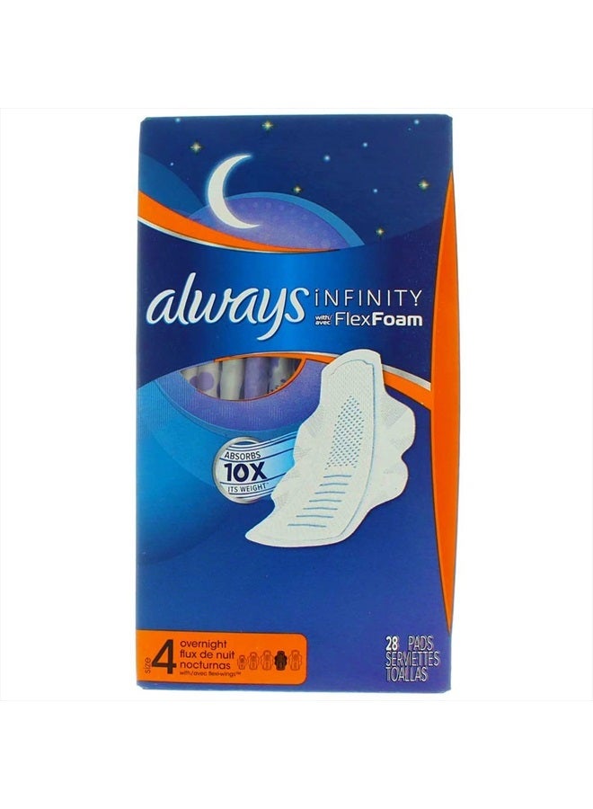 Always Infinity FlexFoam Pads for Women, Size 4, Overnight Absorbency, Unscented, 26 Count  - Image 1