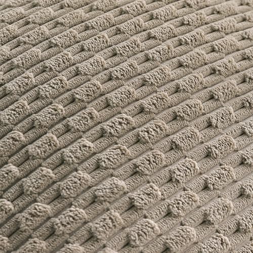 Cozoomy Set of 4 Taupe Decorative Throw Pillow Covers 18x18 Inch Corduroy Pillow Covers for Bed Couch Sofa Living Room Soft Square Cushion Cases - Image 5