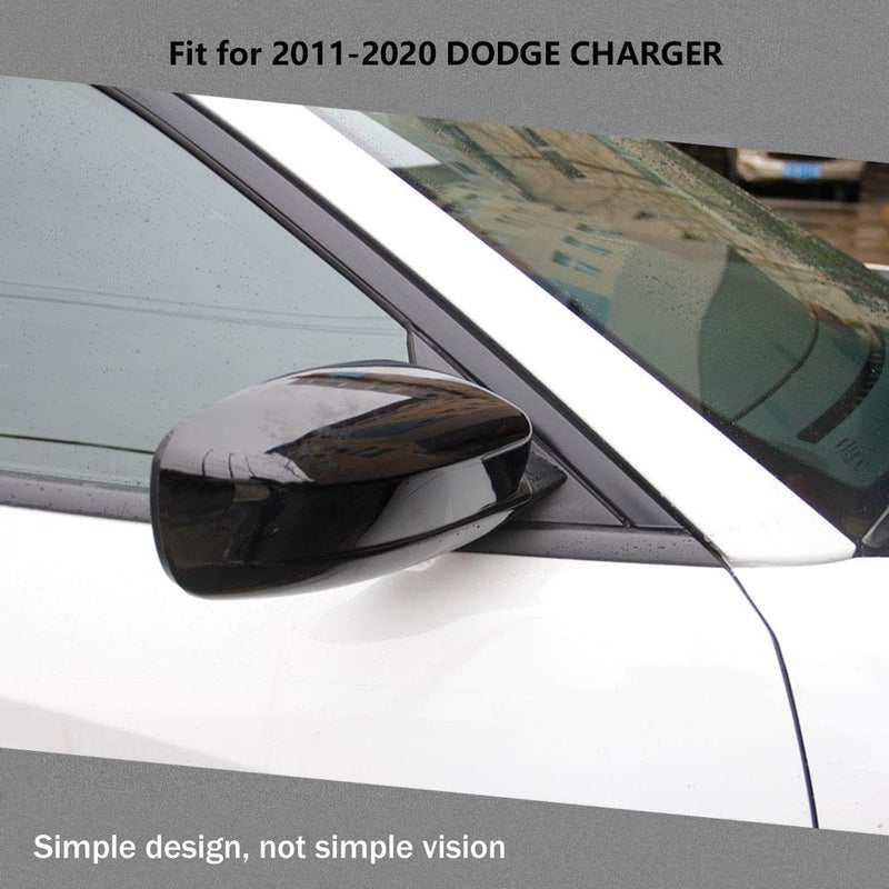Crosselec Bright Black Side Door Mirror Cover Molding Trim for Dodge Charger 2011-2021 for Chrysler 300 300C 2011-2022 (Bright Black) - Image 4