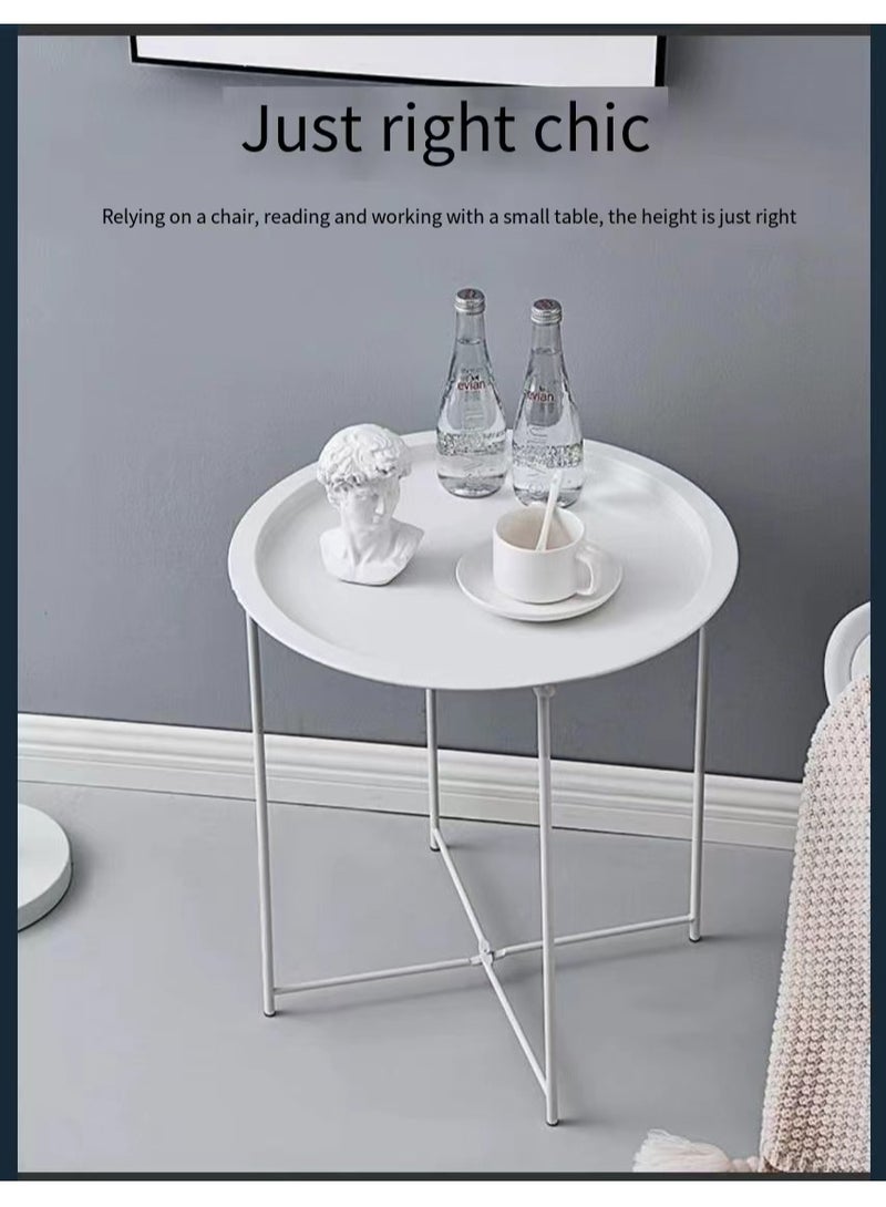 ماركة غير محددة جينيريك الجدول جولة nightstand سوفا الجدول وظيفة بيضاء 52x47.5x47.5cm  - Image 3