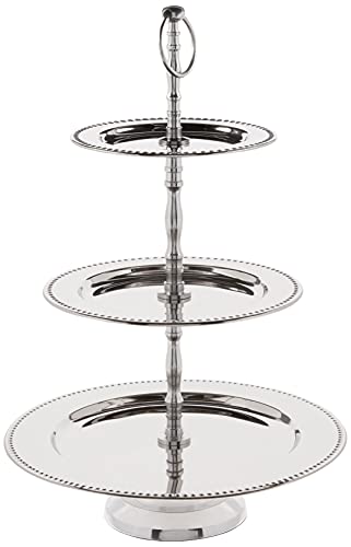 Elegance 3-Tier Beaded Buffet Serving Stand, Silver, Large - Image 5