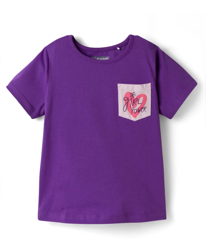 Pine Kids Pine Kids Cotton Knit Half Sleeves Capri Night Suit with Floral Print - Purple