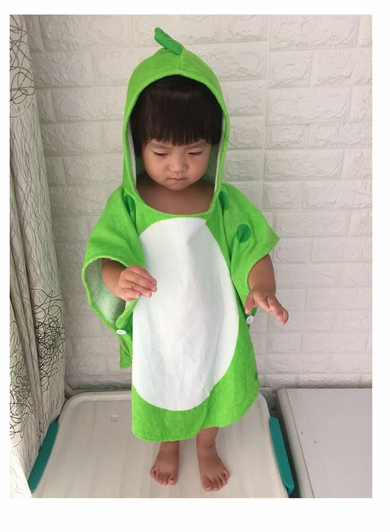 KASTWAVE Baby Bathrobe Children Bath Towel Robe Kids Hooded Beach Swimming Poncho Cotton Absorbent Breathable Children's Cartoon Bathrobe Multi Horned Dinosaur Hooded Cloak Bath Towel Robe (Green S) - Image 5