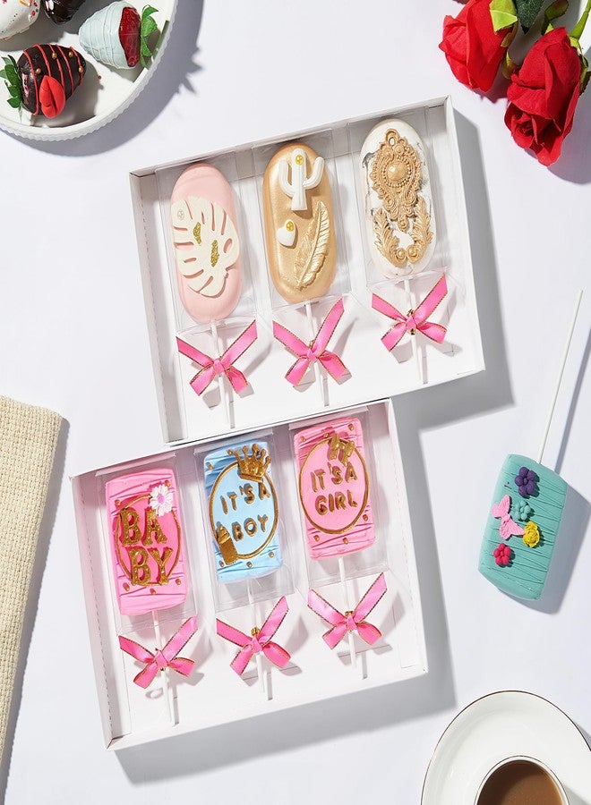 ROSPAKTEK 30 Set Clear Rice Krispie Treat Boxes with White Stick and Pink Tie, 3.5x2.4x1.38 Inches, Clear Boxes for Cakesickle, Treat, Party Favors - Image 5