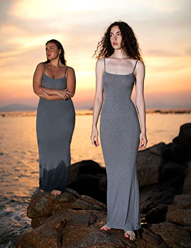 PUMIEY Maxi Dress for Women Long Dresses Bodycon Dresses Wedding Guest Dresses Slip Dress Grey Dress Stone X-Small - Image 5