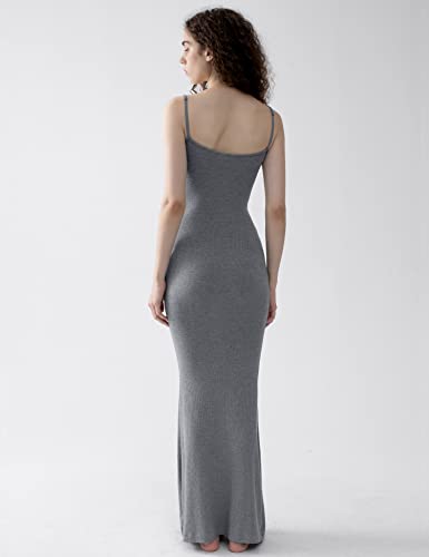 PUMIEY Maxi Dress for Women Long Dresses Bodycon Dresses Wedding Guest Dresses Slip Dress Grey Dress Stone X-Small - Image 4
