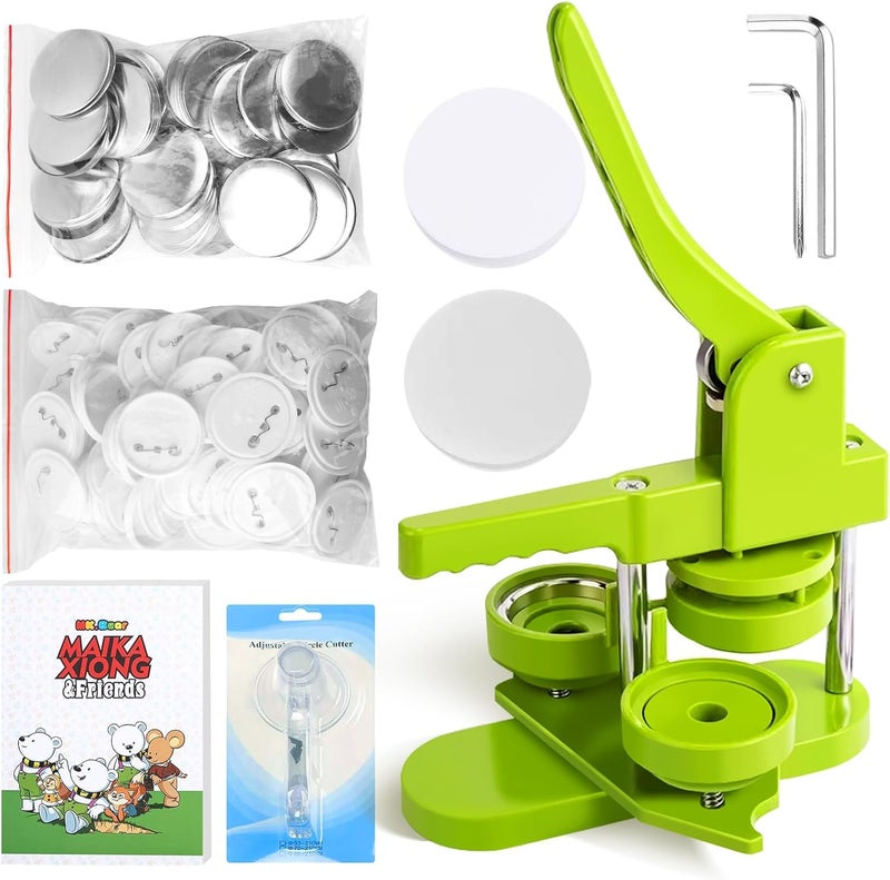 folconroad Button Maker Machine 58mm Pin Installation-Free DIY Pin Badge Button Maker Press Machine Punch Press with Free 100pcs Parts Pictures Circle Cutter Magic Book - Image 1