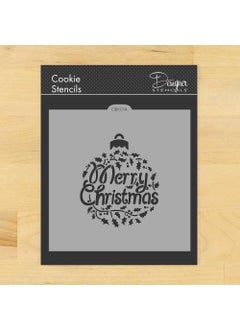 Designer Stencils Merry Christmas Holly Ornament Cookie and Craft Stencil CM074 by Designer Stencils  - Image 1