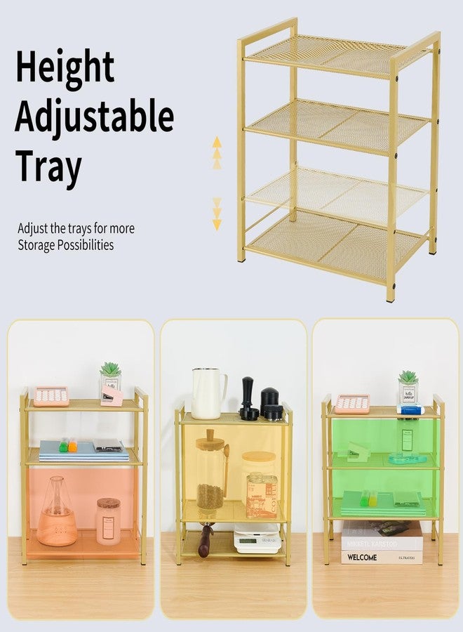 Becomrock Desktop Shelf Organizer, 3-Tier Office Storage Rack, Adjustable Metal Bookshelf for Top of Desk, Desk Organizer for Office, Home, Dorm and Small Spaces (Gold) - Image 5