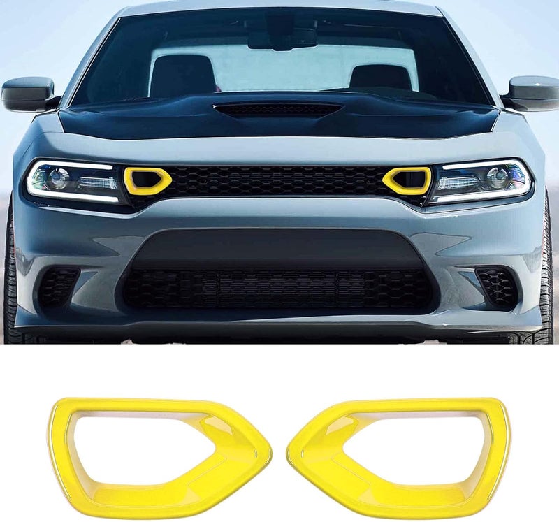 CheroCar for Charger Bumper Center Grill Grille Cover Trim Cover Compatible with 2015-2026 Dodge Charger R/T Scat Pack,Yellow… Practical design alternatives - Image 1