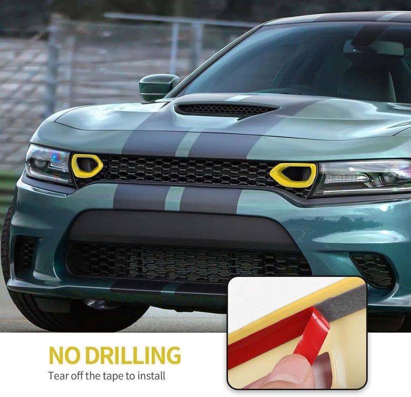 CheroCar for Charger Bumper Center Grill Grille Cover Trim Cover Compatible with 2015-2026 Dodge Charger R/T Scat Pack,Yellow… Practical design alternatives - Image 4