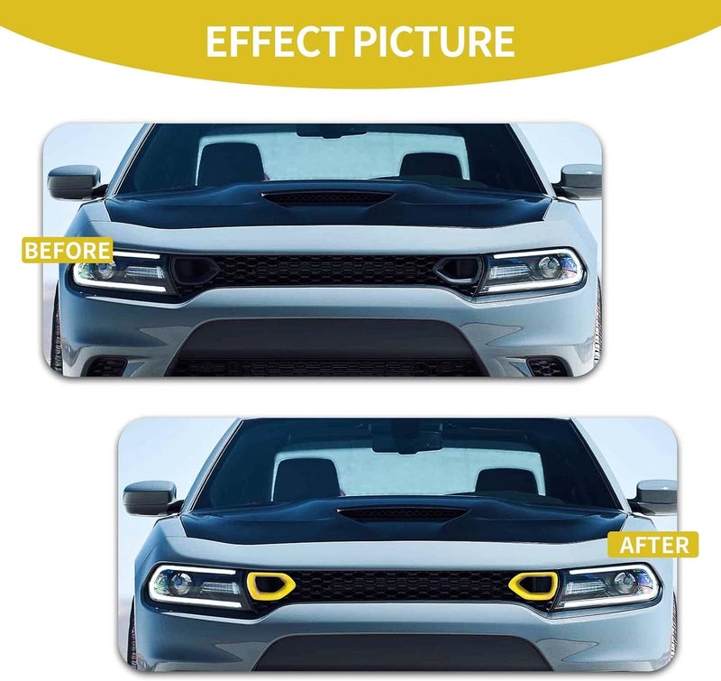 CheroCar for Charger Bumper Center Grill Grille Cover Trim Cover Compatible with 2015-2026 Dodge Charger R/T Scat Pack,Yellow… Practical design alternatives - Image 2