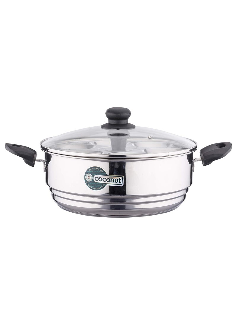 Coconut - Coconut Stainless Steel Pot with Steamer Plate & Idly Maker, 6-Piece, Silver - Image 1