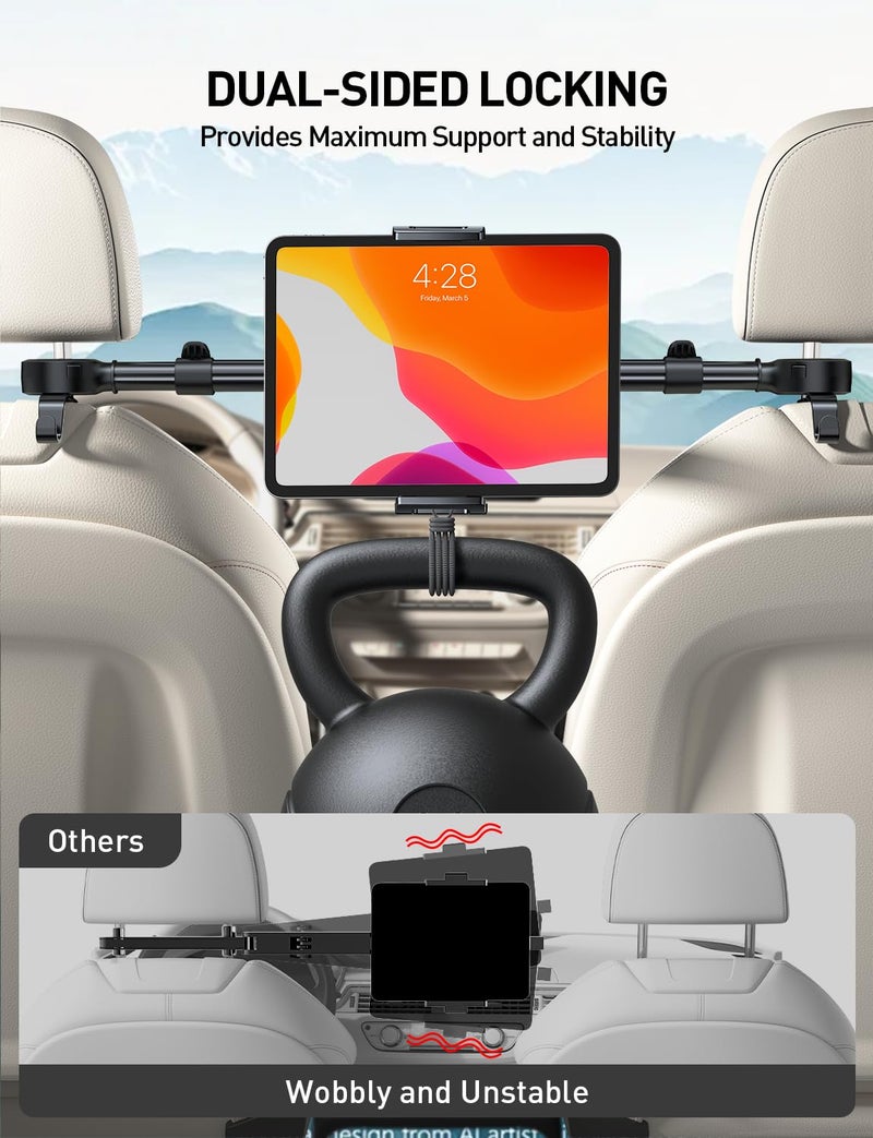 Tryone Car Headrest Tablet Holder for iPad: [Front & Rear Flip Mount] Adjustable Back Seat Tablet TV Portable Screen Holder, Car Road Trip Essentials for Kids Compatible with 4.7-16.1" Devices - Image 4