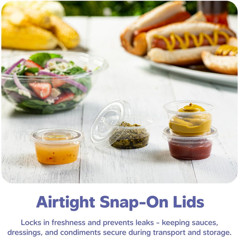 Gusto حزمة مريحة [100 مجموعة - 2 أونصة] أكواب بلاستيكية مع أغطية، أكواب سوفليه - Image 5