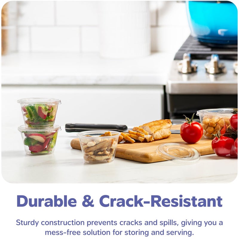 Gusto حزمة مريحة [100 مجموعة - 2 أونصة] أكواب بلاستيكية مع أغطية، أكواب سوفليه - Image 3