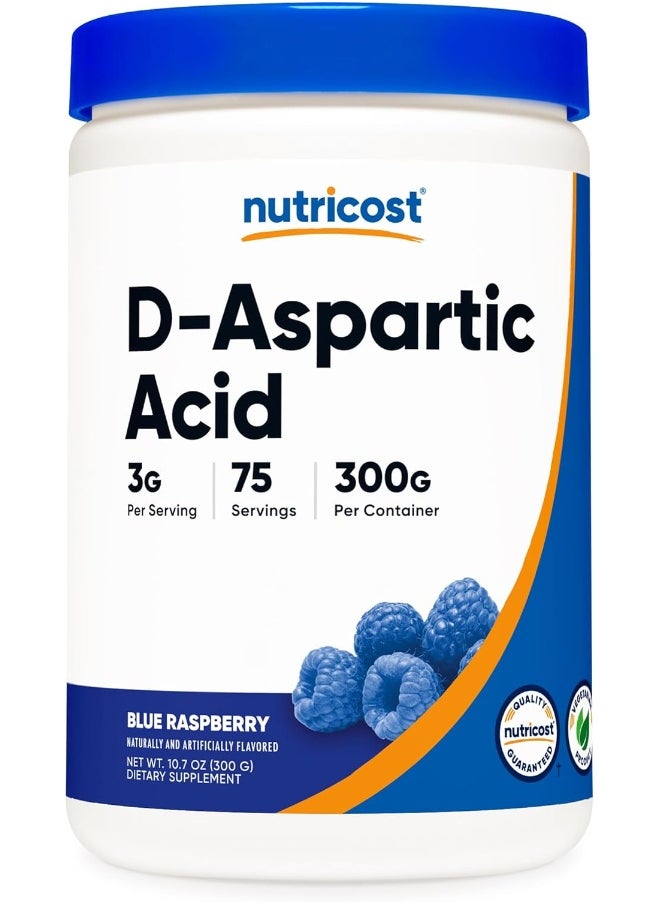Nutricost D-Aspartic Acid (Daa) Powder 300G (Blue Raspberry) - Flavored D-Aspartic Acid Powder Supplement  - Image 1
