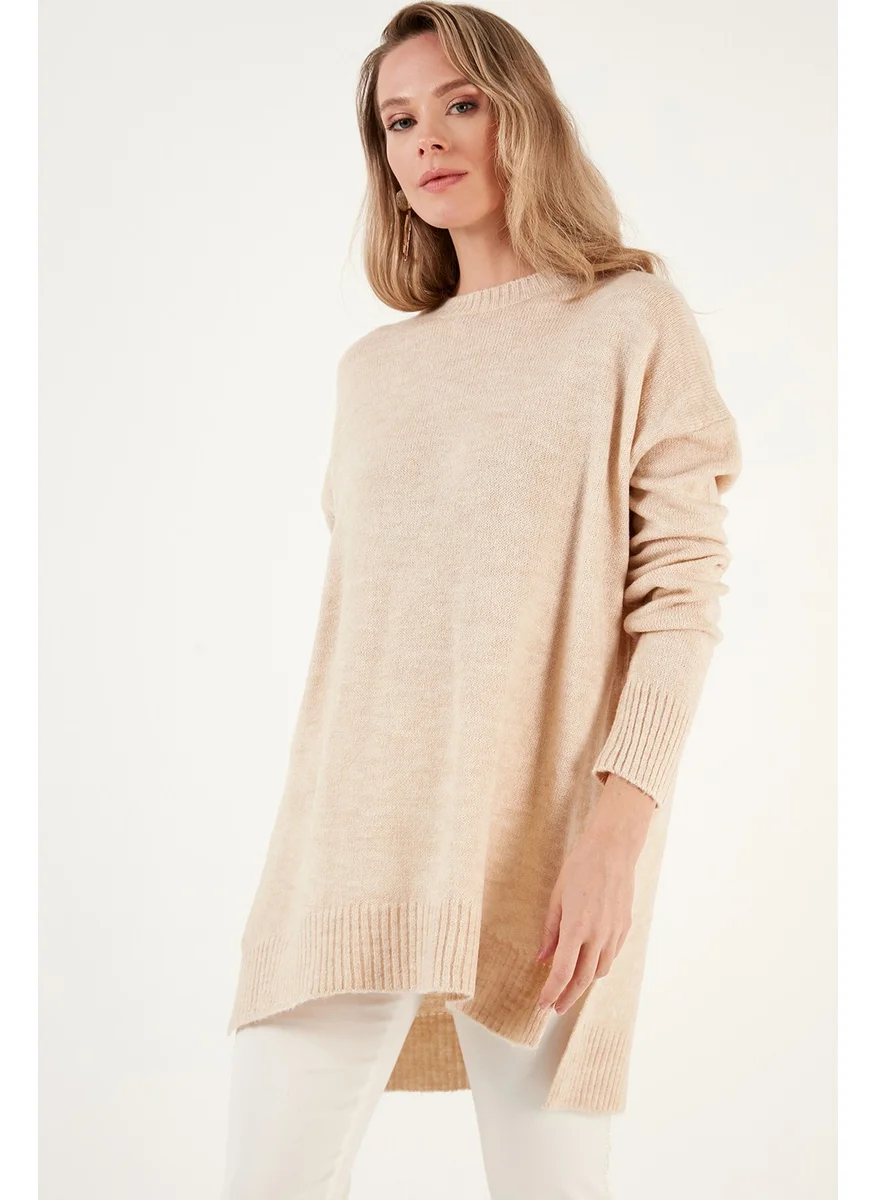 ليلا Casual Cut Slit Detailed Crew Neck Sweater Women's Sweater 4616142Y
