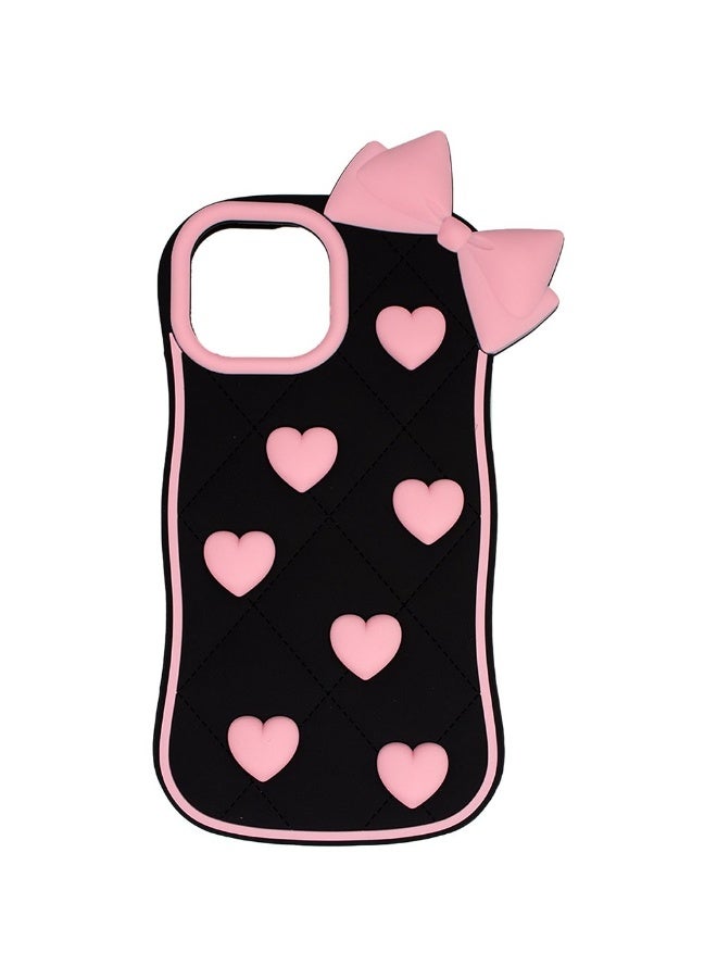 iPhone 13 pro max  Case Phone Cases,Cute 3D Cartoon Black Silicone Phone Case with Pink Love Bow Soft Shockproof Protective Case Funny for - Image 2
