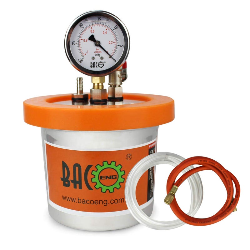 BACOENG 1.2 QT Resin Trap Vacuum Chamber, Stainless Steel Vacuum Degassing Chamber Kit (3 Gallon/1.2 QT Available) - Image 1