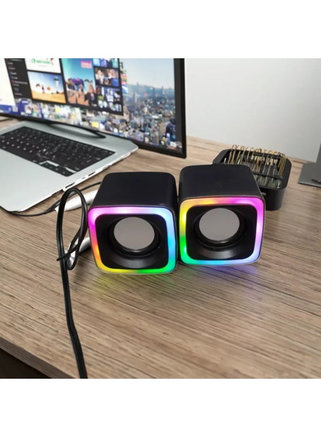 JeDEL S-575 Rainbow Desktop Speakers 6W - 2.0 Channel Stereo - USB Powered + 3.5mm Cable - Image 3