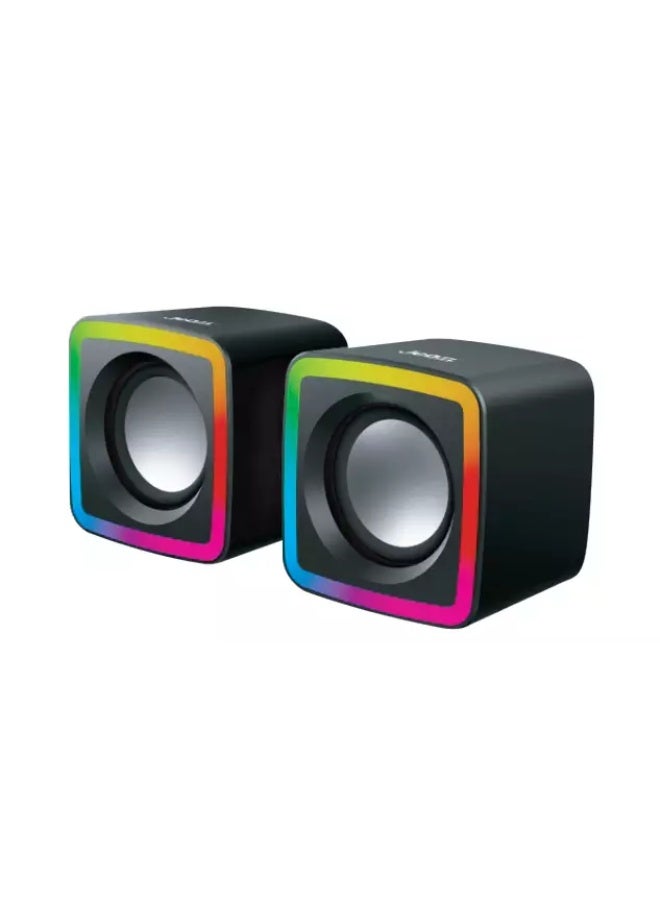 JeDEL S-575 Rainbow Desktop Speakers 6W - 2.0 Channel Stereo - USB Powered + 3.5mm Cable - Image 1