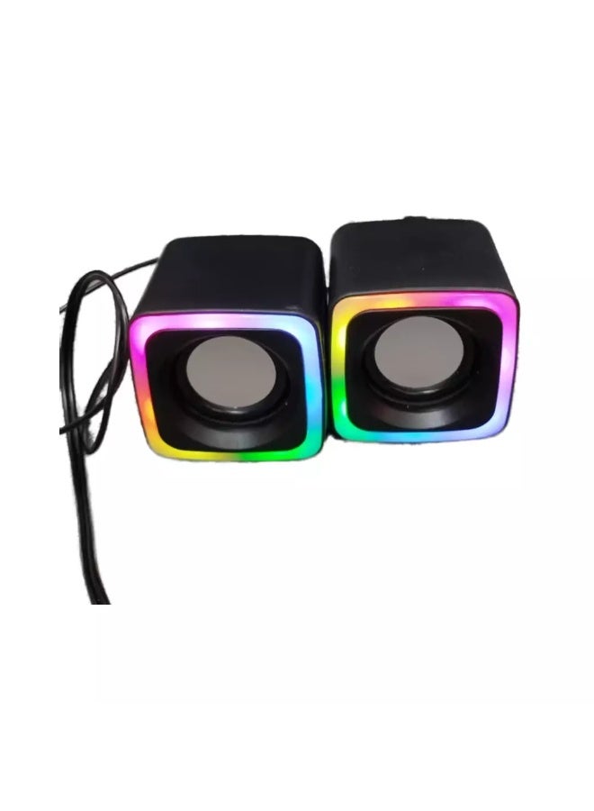 JeDEL S-575 Rainbow Desktop Speakers 6W - 2.0 Channel Stereo - USB Powered + 3.5mm Cable - Image 2