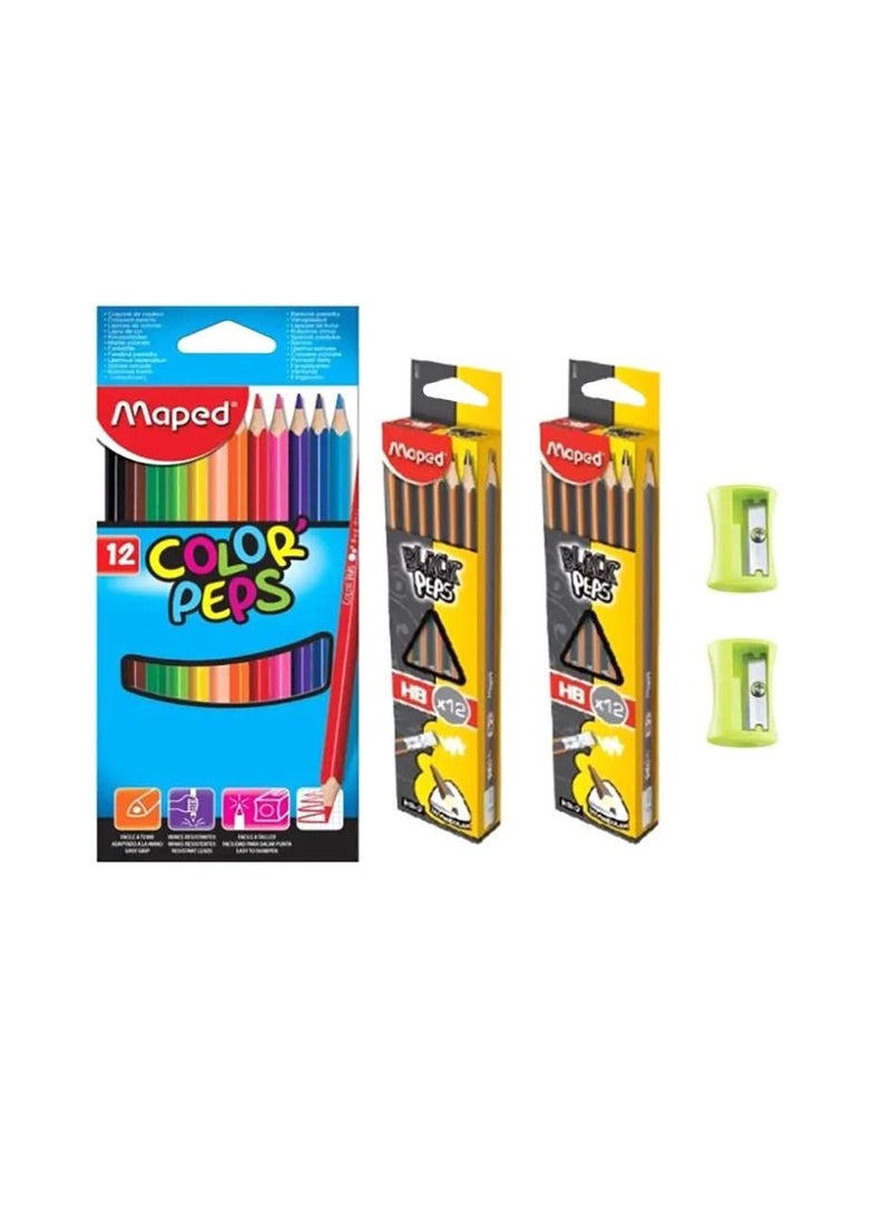 38-Piece Color Peps Pencil Set Green/Blue/Pink