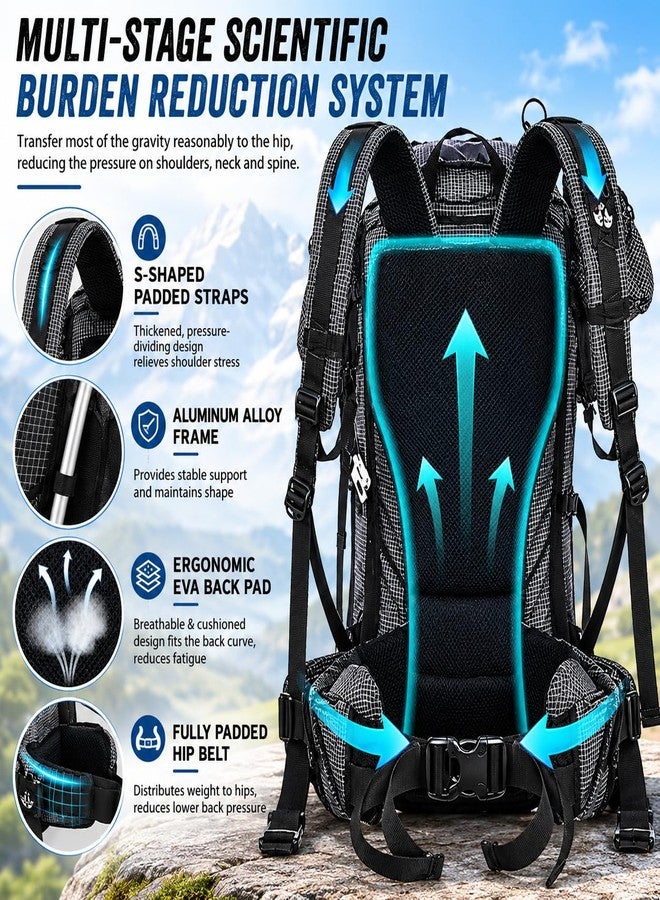 Blackpongo 45/65L Internal Frame Hiking Backpack for Outdoor Camping Travel Backpacking, Ultralight Backpack for Adults ((60+5) L Black, (60+5) L Black) - Image 3