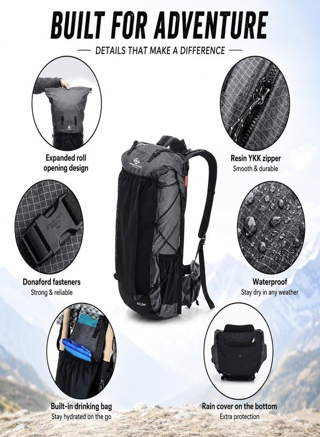 Blackpongo 45/65L Internal Frame Hiking Backpack for Outdoor Camping Travel Backpacking, Ultralight Backpack for Adults ((60+5) L Black, (60+5) L Black) - Image 5
