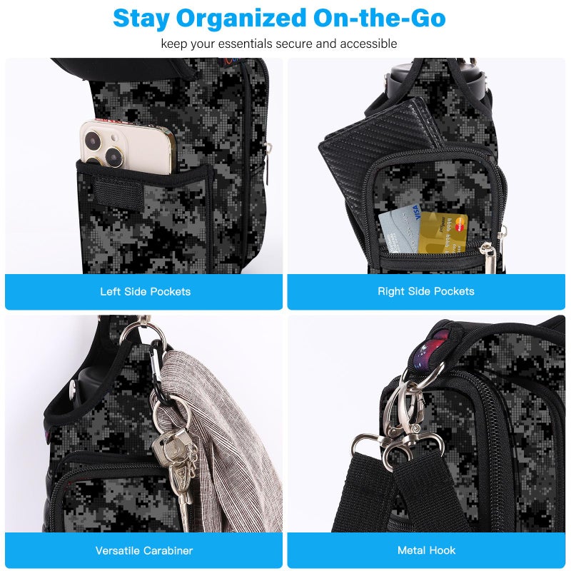 icolor Magnetic Gym Bag Water Bottle Holder with Phone Pockets,5 Built-in Magnets Gym Magnetic Bag Pouch Attach to Fitness Equipment,Diameter 3.9" Bottle Carrier Sling Bag - Image 4