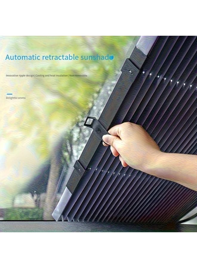 Smart Dual Mode Car Sunshade 46cm 18.11in Magnetic Automatic Retractable Blinds For Front And Rear Windows Portable Summer Anti Sun High Temperature Protection Quick One Second Installation Space Saving Foldable Universal Side Window Shade - Image 1