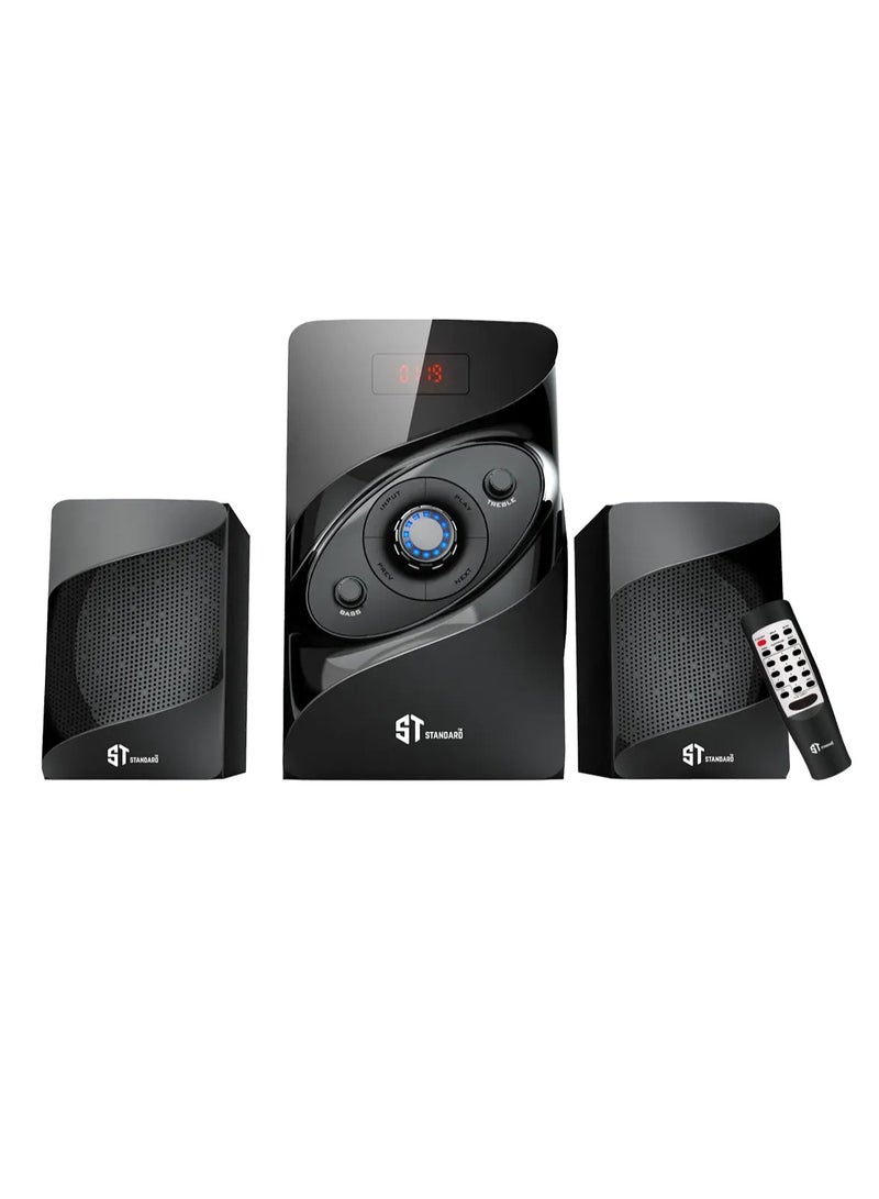 Standard Speaker Standard 2.1 Wave 2500 Power 25 Watt illuminated multimedia speaker Optical Cable - Aux - Bluetooth - Usb - Sd card - Radio - Led Screen - Remote - Full Function  - Image 2