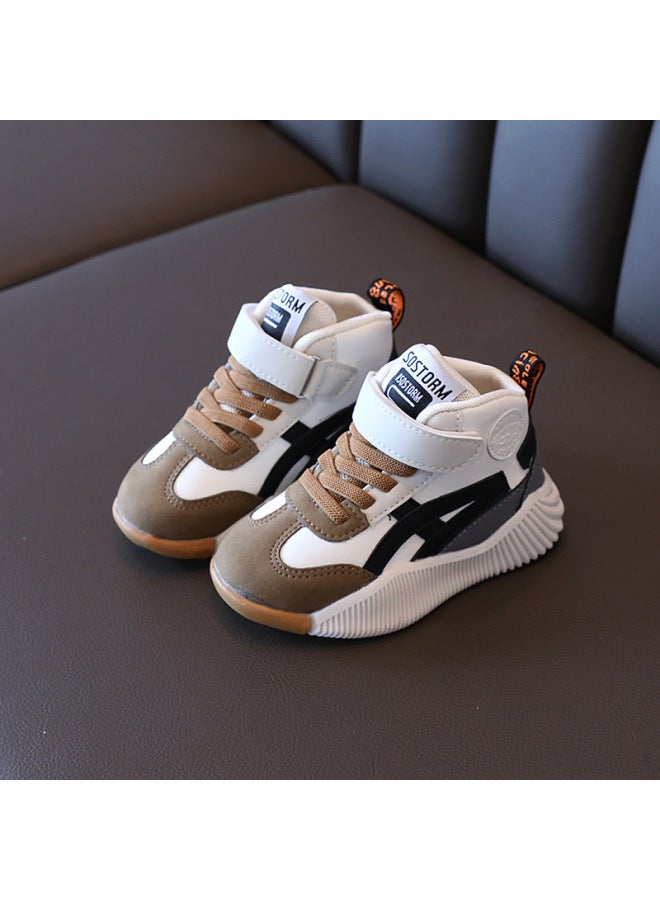 Children's Sports Shoes, Girls' Mid-top White Shoes, Boys' Baby Shoes, Basketball Shoes, Breathable, Casual, Versatile, Non-slip