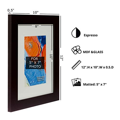 Kiera Grace Classic Langford Wooden Picture Frame, 8" x 10", Dark Brown - Image 3