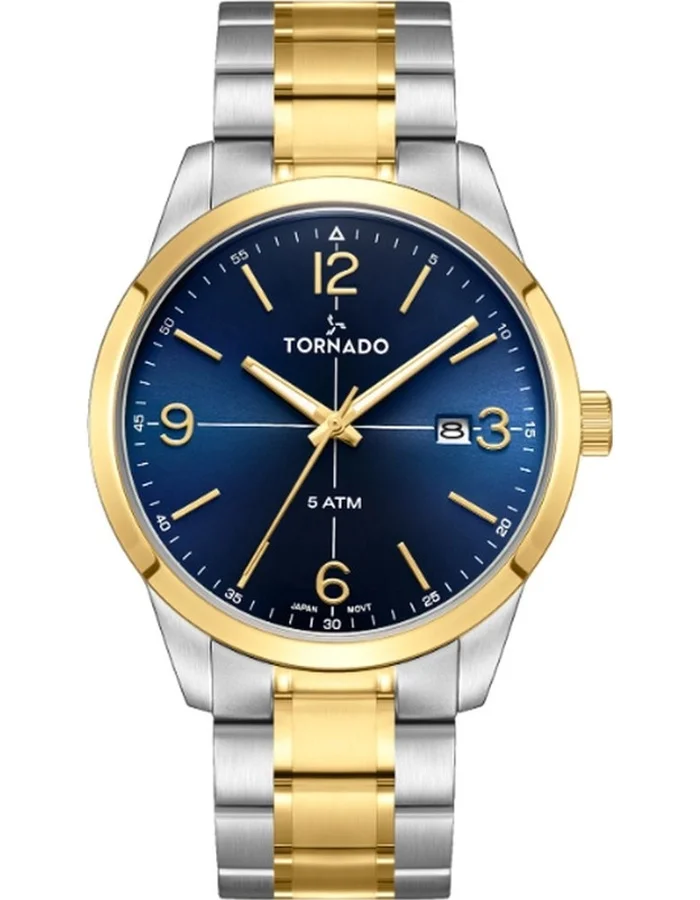 TORNADO Men's Stainless Steel Analog Watch T24007-TBTN - 42.5 mm