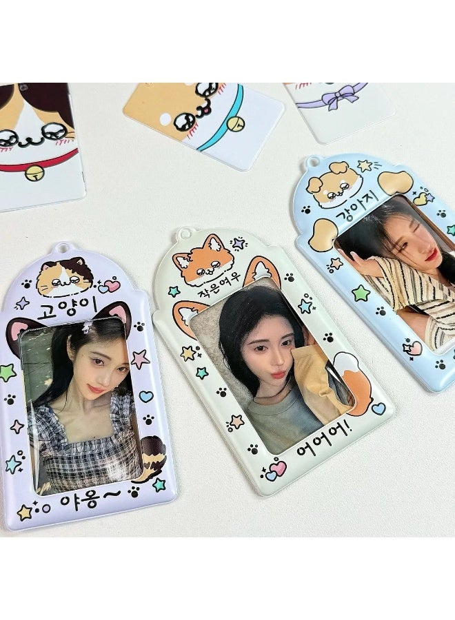 NIBEMINENT 1 - Piece Animal Series Kpop Photo Card Holder Pendant Key Chain ID Badge Holder ID Card Holder Photo Card Protector for School ID Office ID Access Card for Women Girls（Yellow）