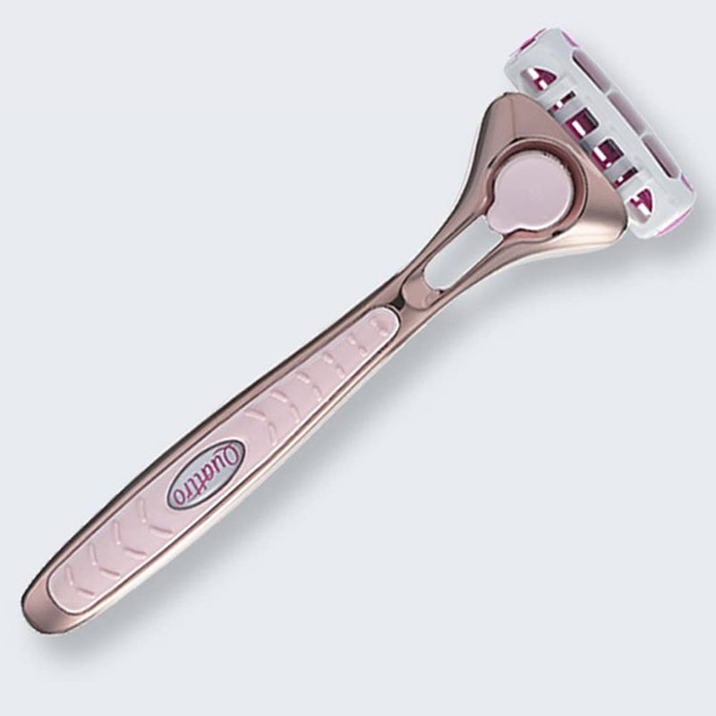 WILKINSON SWORD - Quattro for Women | Premium Metal Rose Gold | Razor Handle + 5 Blade Refills - Image 4