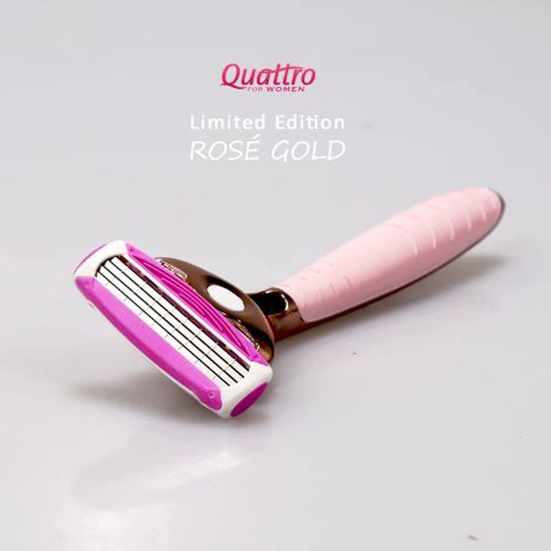 WILKINSON SWORD - Quattro for Women | Premium Metal Rose Gold | Razor Handle + 5 Blade Refills - Image 5
