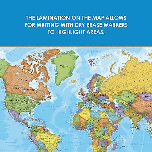 Waypoint Geographic Blue Ocean Series World Wall Map, Laminated World Map Poster, Educational Wall Art For Home, Classroom, or Office, Unique Gifts, 24” H x 36” W - Image 4