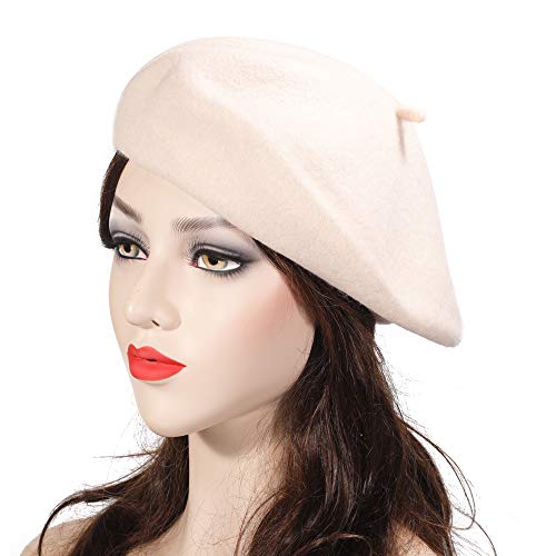 ZLYC Wool Beret Hat Classic Solid Color French Beret for Women (Creamy-White) - Image 3