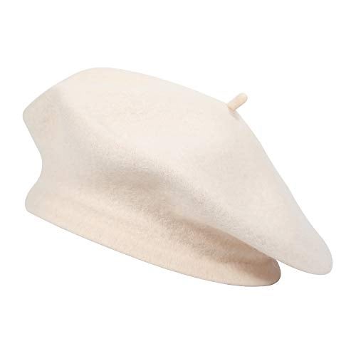 ZLYC Wool Beret Hat Classic Solid Color French Beret for Women (Creamy-White) - Image 4