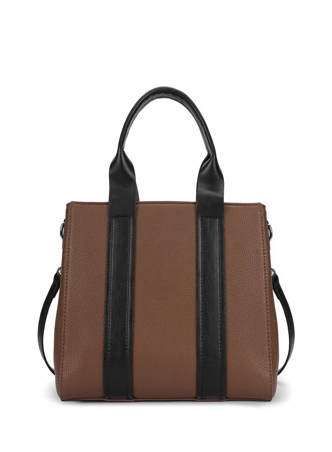 Fastrack Midnight Mocha Satchel | Women’s Pebbled Faux-Leather Satchel | Dual Compartments, Centre Zip Divider & dual carry option - Image 1