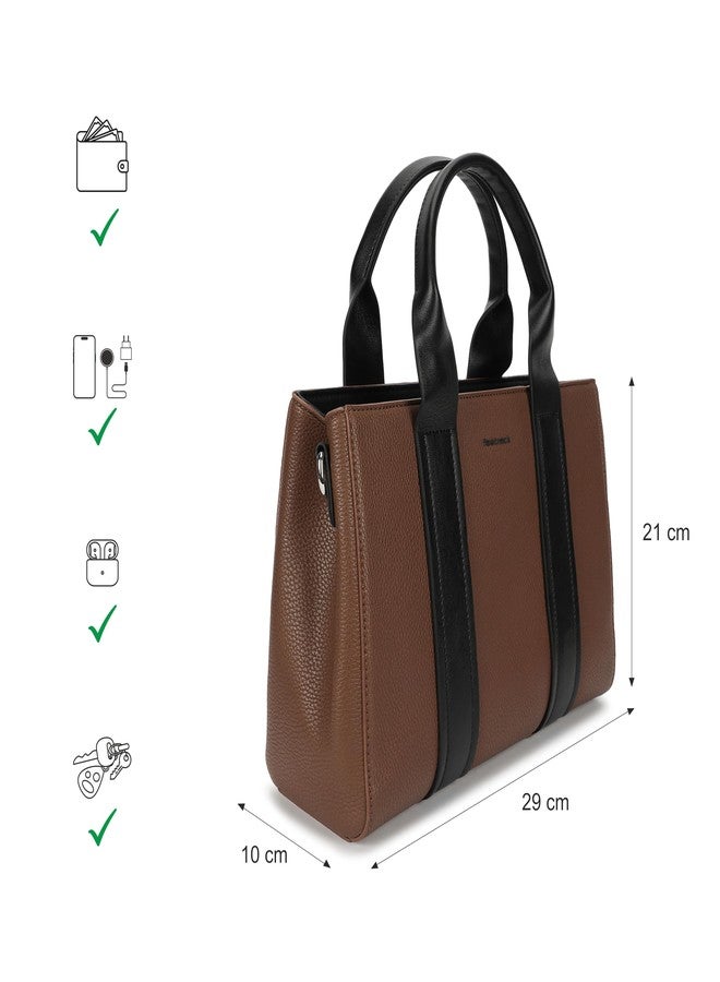 Fastrack Midnight Mocha Satchel | Women’s Pebbled Faux-Leather Satchel | Dual Compartments, Centre Zip Divider & dual carry option - Image 4