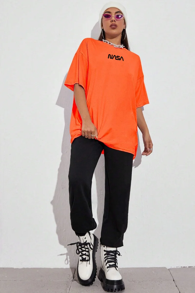 ONLYTRENDWEAR Unisex Nasa Printed 2-Piece Tracksuit Set S.m. Orange