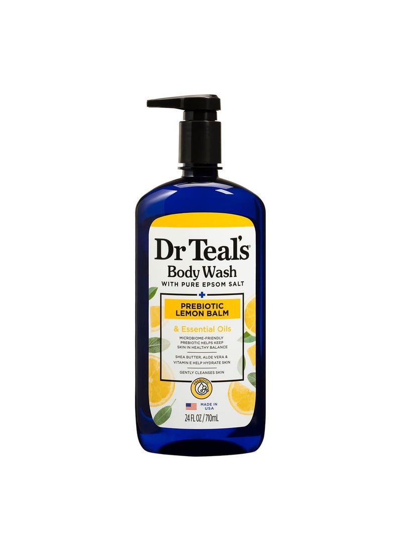 Dr Teal's Dr Teals Body Wash with Pure Epsom Salt with Prebiotic Lemon Balm Essential Oils 710ml With Shea Butter Aloe Vera Vitamin E  - Image 1