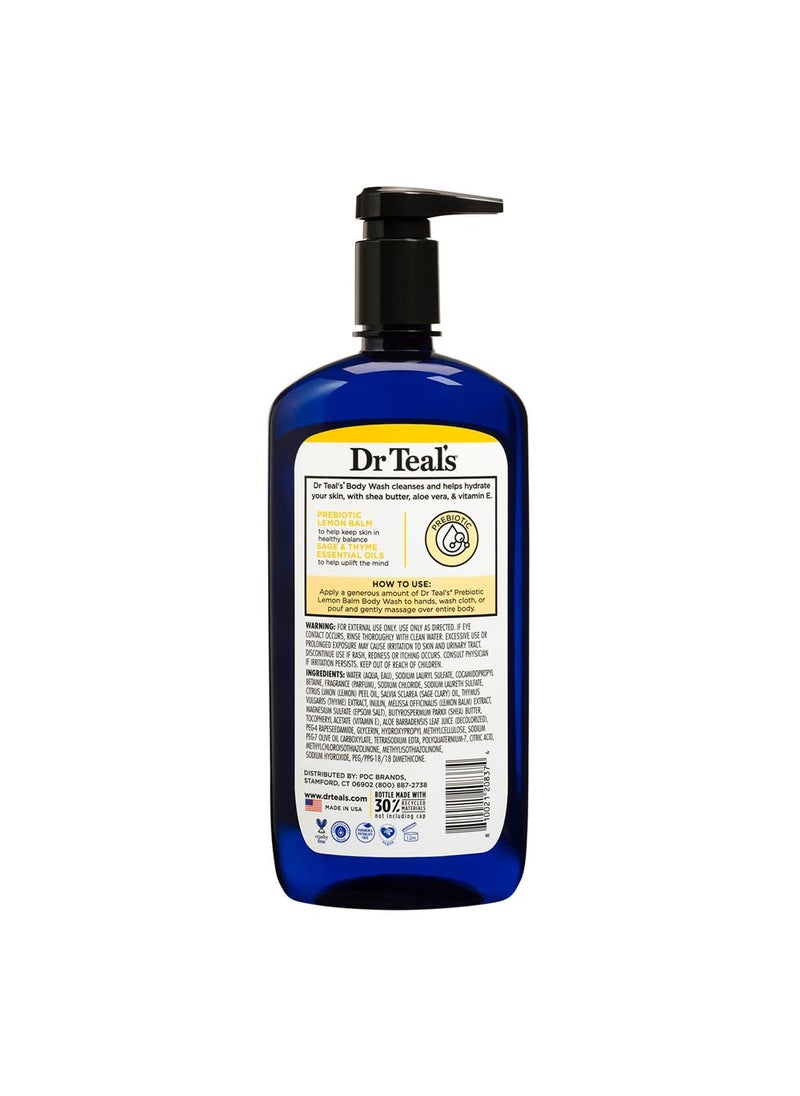 Dr Teal's Dr Teals Body Wash with Pure Epsom Salt with Prebiotic Lemon Balm Essential Oils 710ml With Shea Butter Aloe Vera Vitamin E  - Image 3