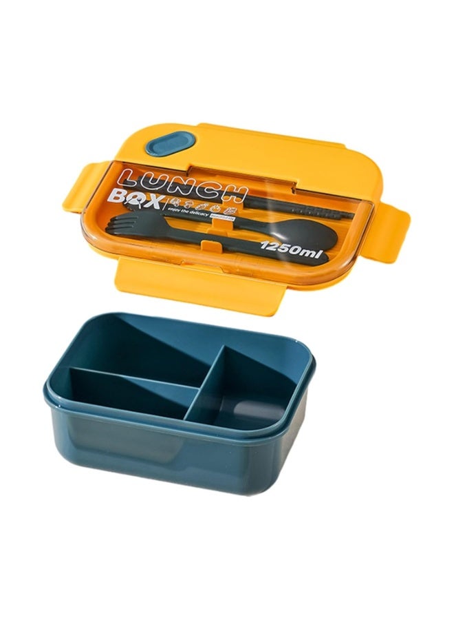 لانش بوكس بسعة 1250مل مقسم من الداخل 3 اقسام لتناول الغداء مع معلقه وشوكه بلاستيك - Image 1